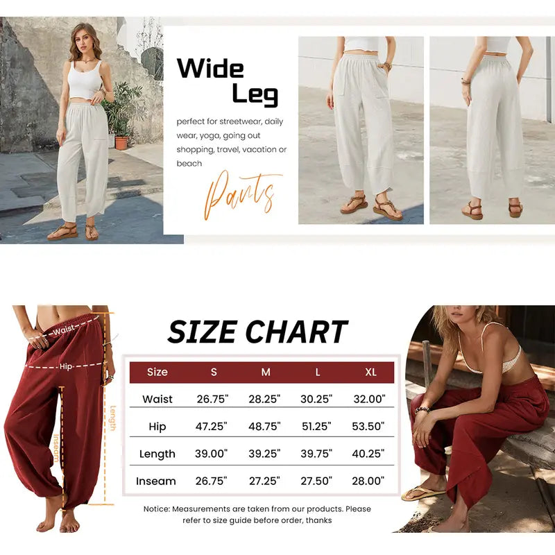 🔥SummerVibes Women's Baggy Wideleg Pants✨ | Casual Elastic Waisted ✦Palazzo Harem Pants✦ with Pockets👖 | 🚨LAST‑DAY LOW‑PRICE CLEARANCE SALE🚨
